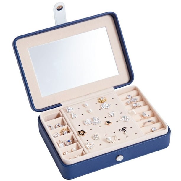 Details about   Jewelry Case Jewelry Box Portable Organizer Display Storage Case Navy Blue Box 